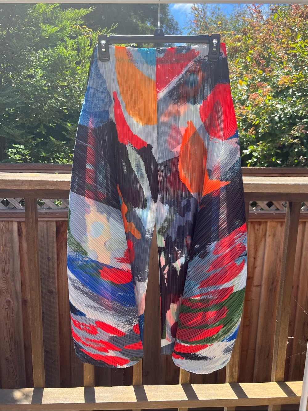Abstract Multicolor Pleated Wide Leg Pants